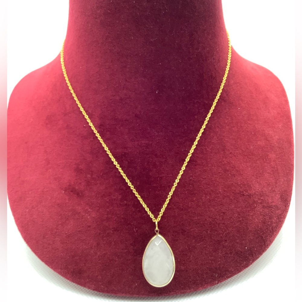 White Tear Drop Pendant & Chain